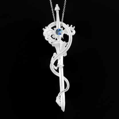 Drachenschwert-Stab-Anhänger | Fantasy-Magie-Halskette | Schmuck im gotischen Mittelalter-Stil für Cosplay und Geschenke