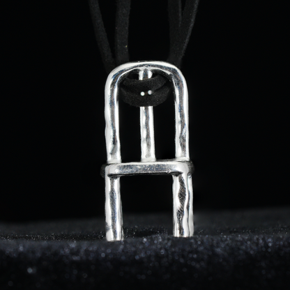 Asymmetrical Chair Pendant Necklace, Sculptural Art Jewelry, Handmade Modern Statement Piece