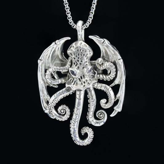 Cthulhu Tentacle Pendant Necklace | Gothic Winged Octopus Amulet | Dark Fantasy Jewelry