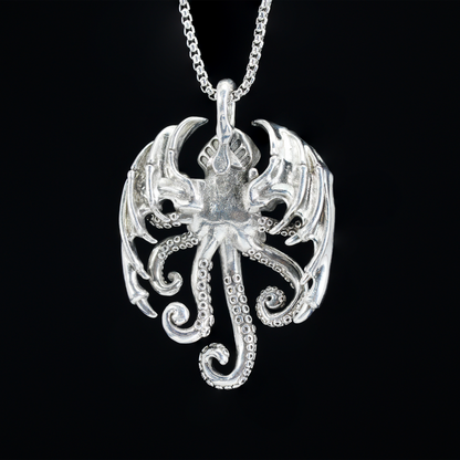 Cthulhu Tentakel Anhänger Halskette | Gotisches geflügeltes Oktopus-Amulett | Dark Fantasy Schmuck