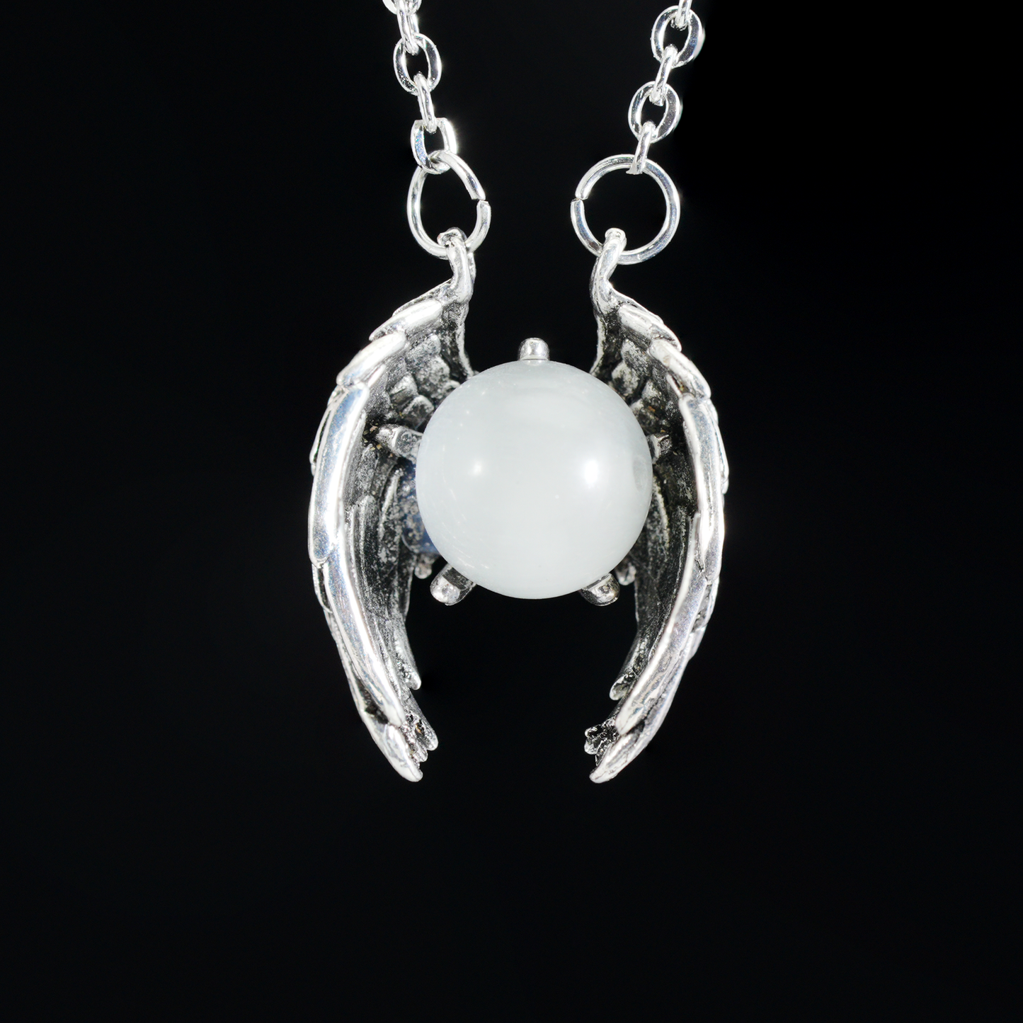 Schutzflügel Kristall Anhänger, Gothic Amulett Halskette, Dunkler Ästhetischer Schmuck, Engelsflügel Anhänger, Spirituelle Talisman Halskette