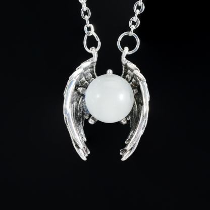 Schutzflügel Kristall Anhänger, Gothic Amulett Halskette, Dunkler Ästhetischer Schmuck, Engelsflügel Anhänger, Spirituelle Talisman Halskette