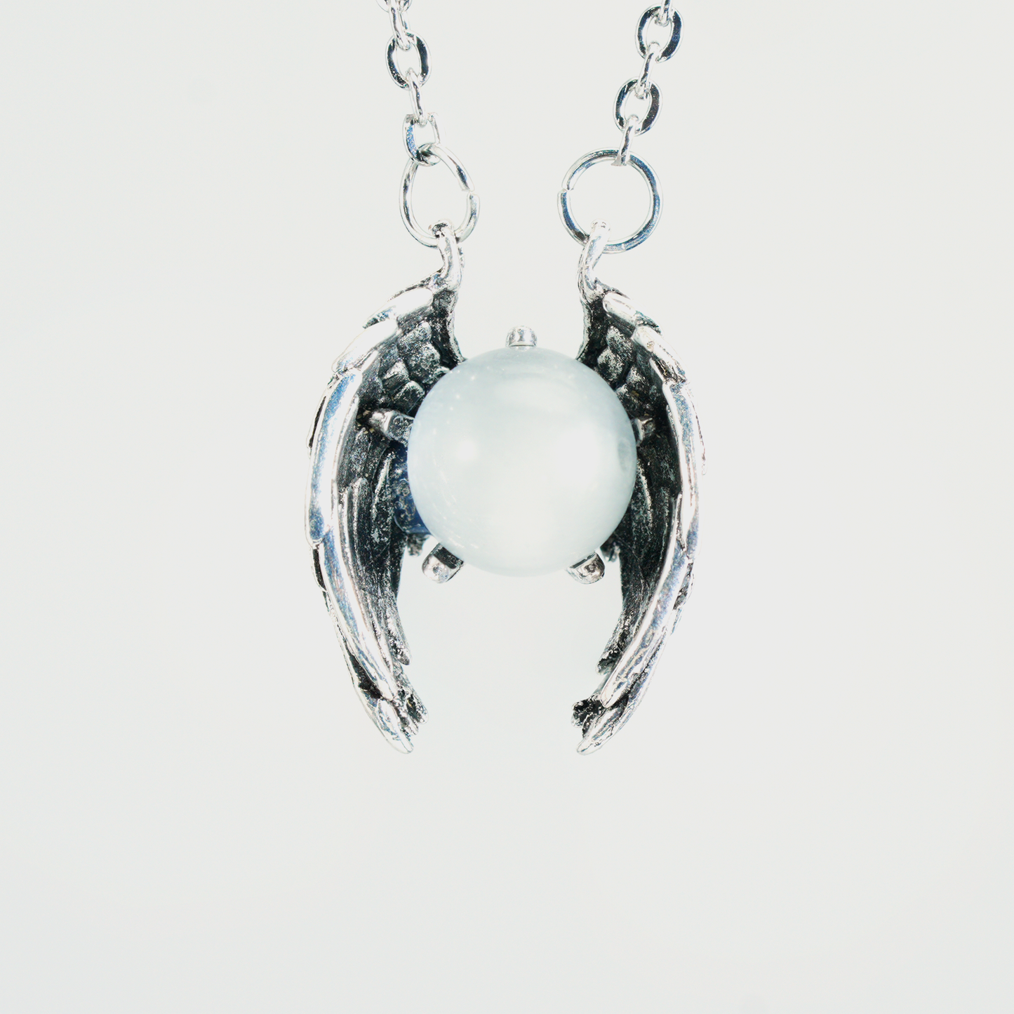 Schutzflügel Kristall Anhänger, Gothic Amulett Halskette, Dunkler Ästhetischer Schmuck, Engelsflügel Anhänger, Spirituelle Talisman Halskette