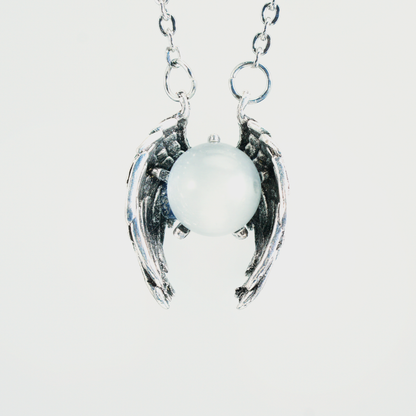 Schutzflügel Kristall Anhänger, Gothic Amulett Halskette, Dunkler Ästhetischer Schmuck, Engelsflügel Anhänger, Spirituelle Talisman Halskette