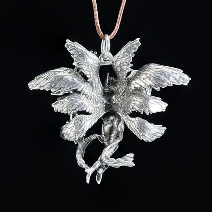 Winged Warrior Goddess Pendant – Bow-Drawn Valkyrie Necklace, Gothic Mythic Amulet, Sculptural Statement Jewelry