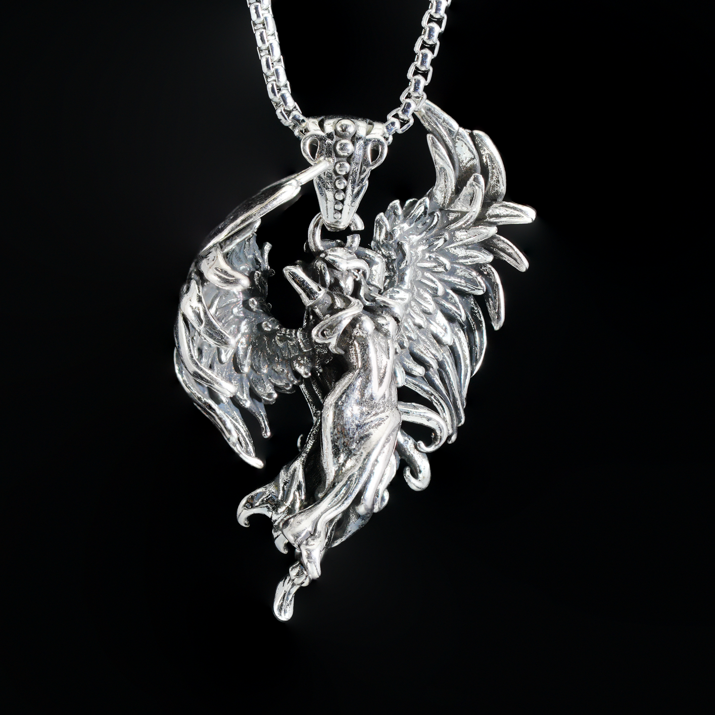 Wing Goddess Pendant, Myth-Inspired Winged Necklace, Symbol of Rebirth and Awakening, Artistic Totem Jewelry for Her, Gift Idea