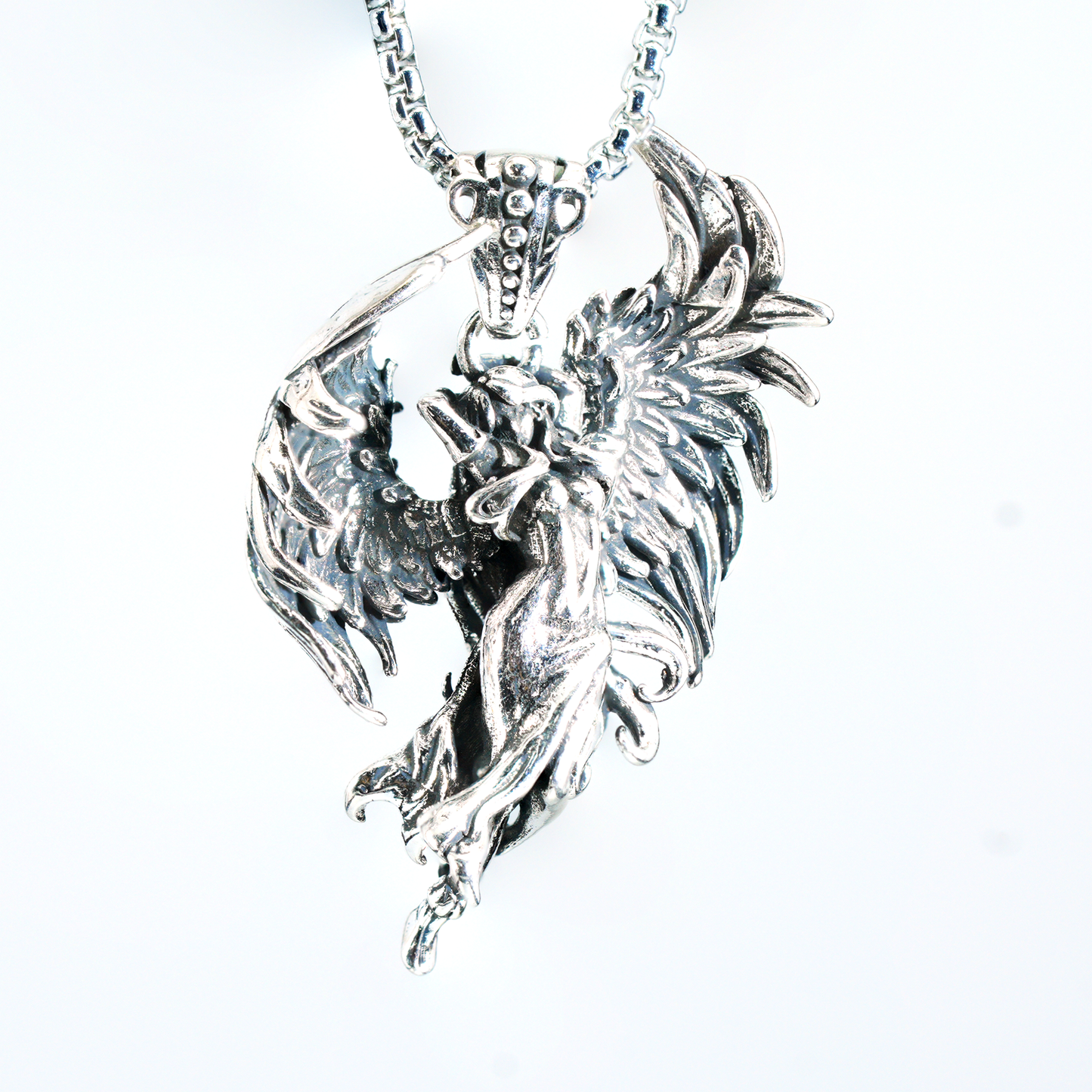 Wing Goddess Pendant, Myth-Inspired Winged Necklace, Symbol of Rebirth and Awakening, Artistic Totem Jewelry for Her, Gift Idea