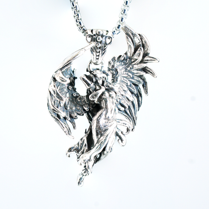 Wing Goddess Pendant, Myth-Inspired Winged Necklace, Symbol of Rebirth and Awakening, Artistic Totem Jewelry for Her, Gift Idea