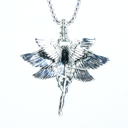 Winged Goddess Pendant | Mystical Amulet Necklace | Vintage Artistic Sculpted Charm | Handmade Statement Jewelry