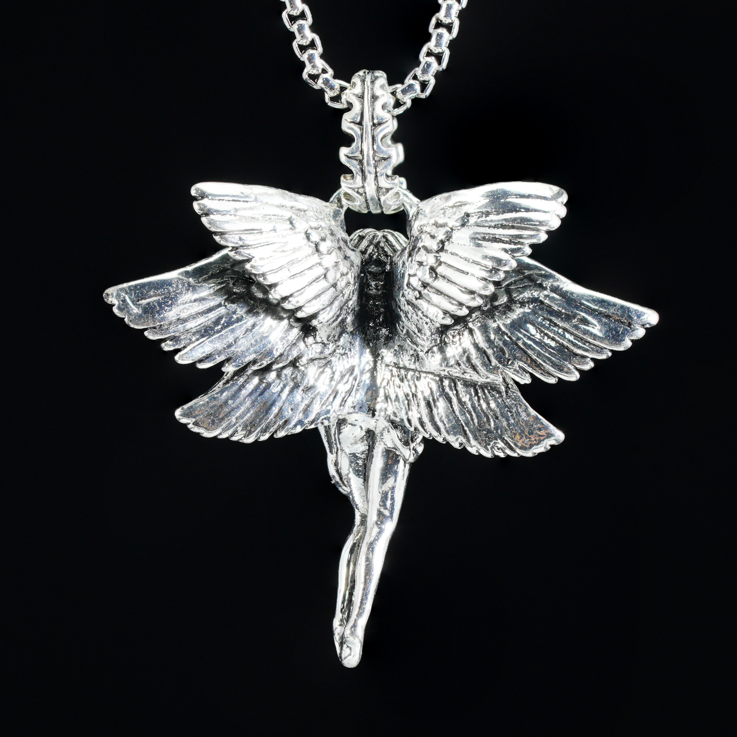 Winged Goddess Pendant | Mystical Amulet Necklace | Vintage Artistic Sculpted Charm | Handmade Statement Jewelry