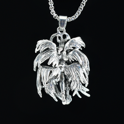 Gefallener Walküren-Anhänger mit Flügeln, Nordischer Mythos Krieger Halskette, Gothic Göttin Amulett, Dark Style Schmuck, Retro Geschnitztes Statement Stück