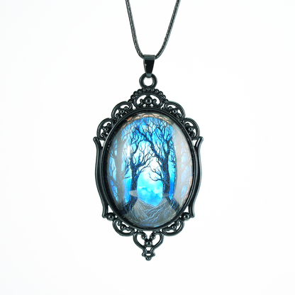 Mystic Forest Gate Pendant Necklace | Gothic Dark Art Pendant | Handmade Fantasy Statement Jewelry