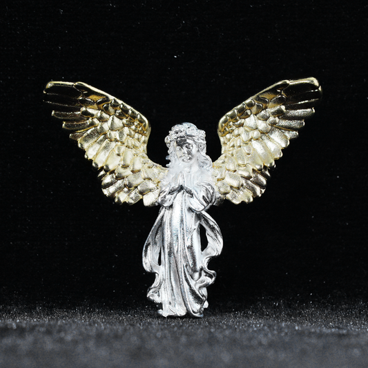 Guardian Angel Brooch | Relief Religious Pin | Spiritual Healing Jewelry | Vintage Style Blessing Gift