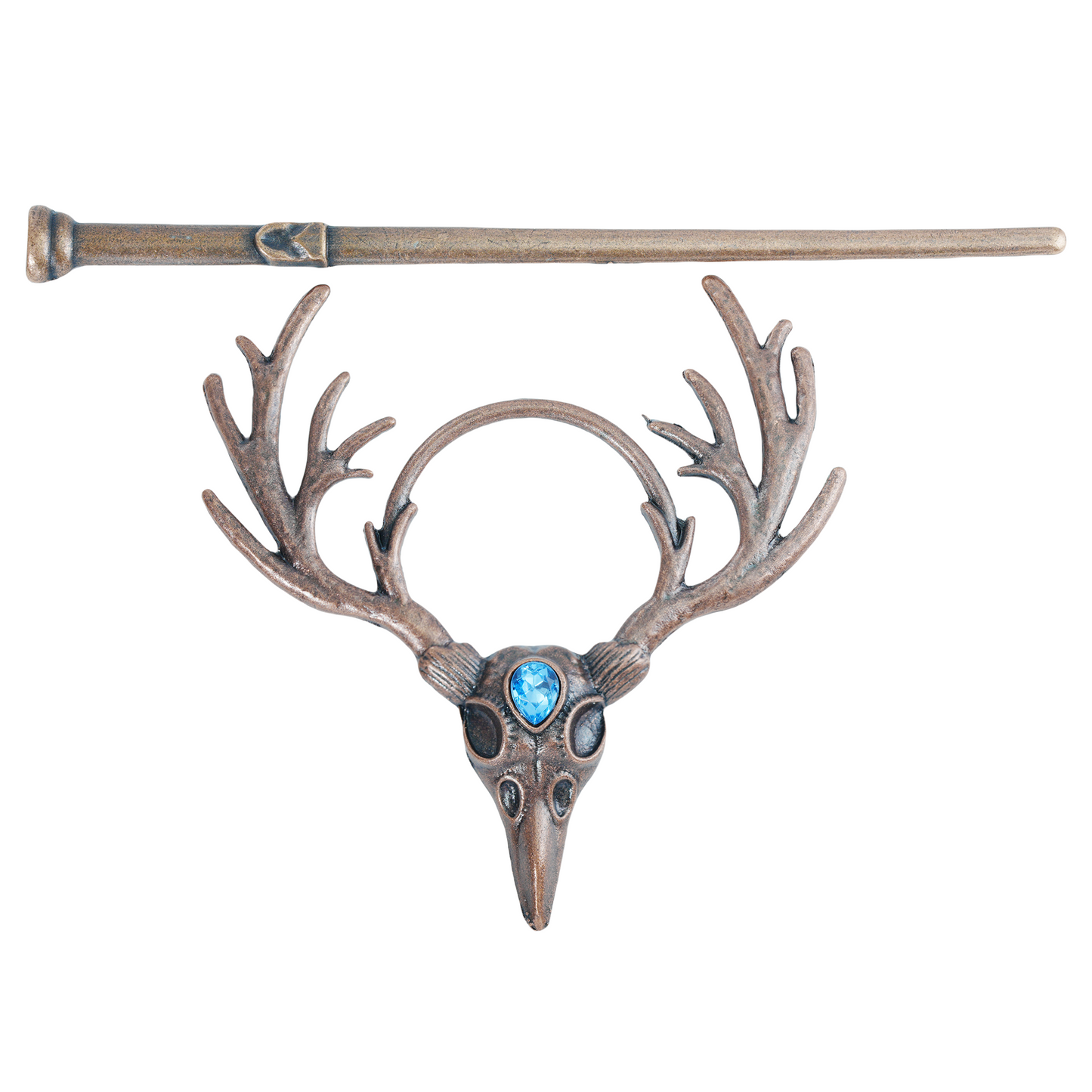 Vintage Mystical Deer Antler Hairpin with Gemstone Accents, Unique Animal Element Hair Clip for Daily and Special Occasions