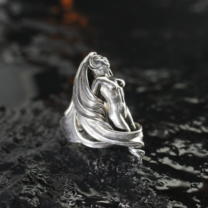 Göttinnen-Skulptur-Ring | Künstlerisches spirituelles Amulett | Symbol des weiblichen Erwachens | Schmuck im Gothic-Stil
