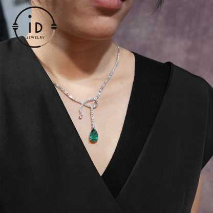 Elegant Emerald Pendant Necklace, 925 Sterling Silver Jewelry, Perfect Gift for Special Occasions