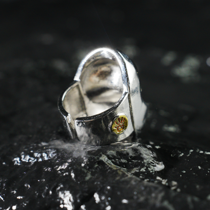 Half Mask Drama Ring | Emotional Face Sculpture Jewelry | Gothic Statement Ring