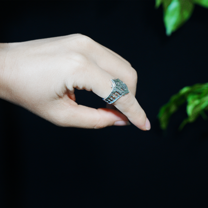 Gothic Cathedral Ring | Vintage Gothic Architecture Ring | Arched Church Design | Handmade Dark Style Jewelry
