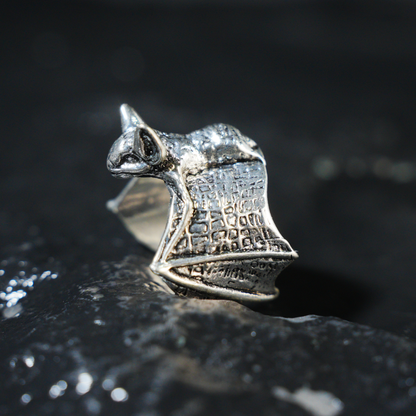 gothic bat ring, symbolic protection accessory, handcrafted statement ring for night spirits