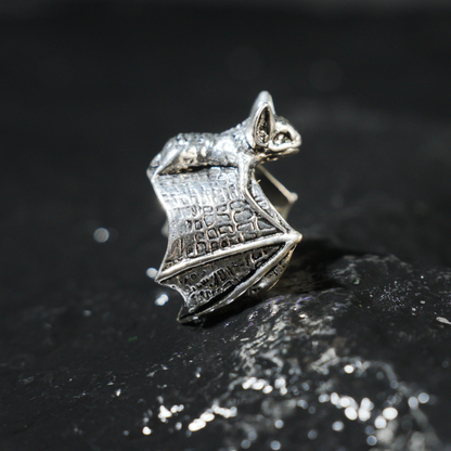 gothic bat ring, symbolic protection accessory, handcrafted statement ring for night spirits