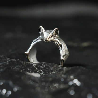 gothic bat ring, symbolic protection accessory, handcrafted statement ring for night spirits