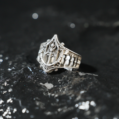 Gothic Cathedral Ring | Vintage Gothic Architecture Ring | Arched Church Design | Handmade Dark Style Jewelry
