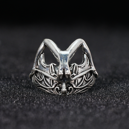 Gothic Bat Wing Goddess Ring,Dark Fantasy Art Jewelry,Spiritual Amulet Design for Gothic Fashion
