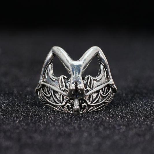 Gothic Bat Wing Goddess Ring,Dark Fantasy Art Jewelry,Spiritual Amulet Design for Gothic Fashion