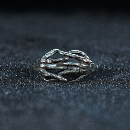 Skeleton Hands Ring, Gothic Horror Style, Statement Adjustable Jewelry for Alternative Fashion Lovers