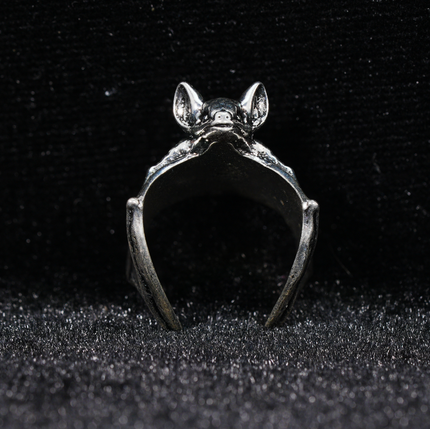 gothic bat ring, symbolic protection accessory, handcrafted statement ring for night spirits