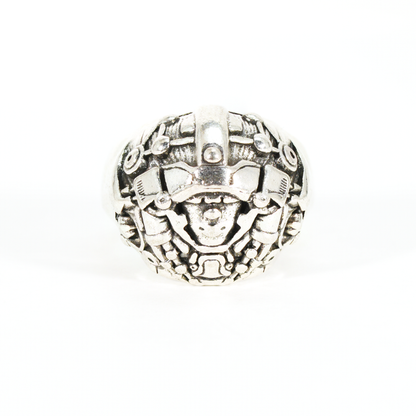 Cyber Warrior Helmet Ring, Mech Head Armor Ring for Men, Cyberpunk Sci-Fi Jewelry