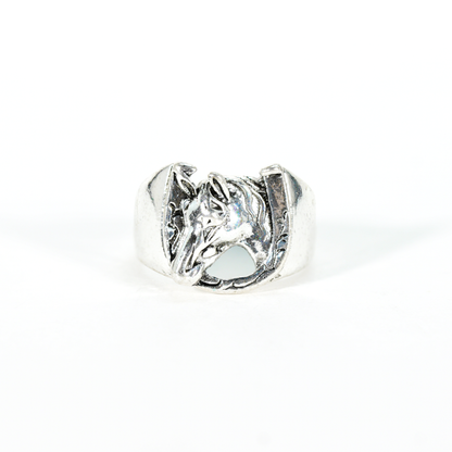 Horse Head Ring, Vintage Horseshoe Ring, Carved Style Ring, Lucky Amulet Jewelry, Western Cowboy Animal Ring