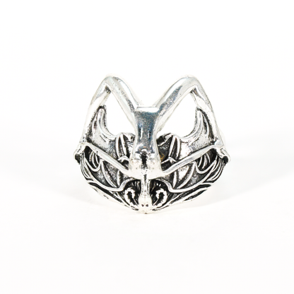 Gothic Bat Wing Goddess Ring,Dark Fantasy Art Jewelry,Spiritual Amulet Design for Gothic Fashion
