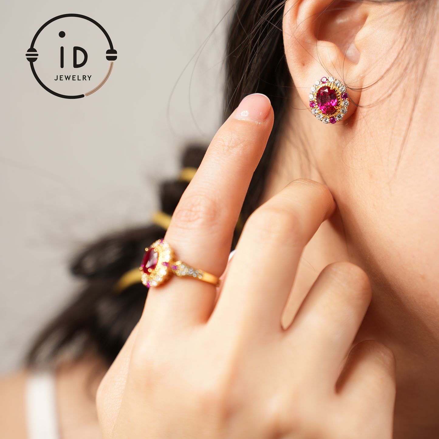 Classic Oval Ruby Earrings, Gold-Plated Earrings for Women, Elegant Jewelry for Formal Events