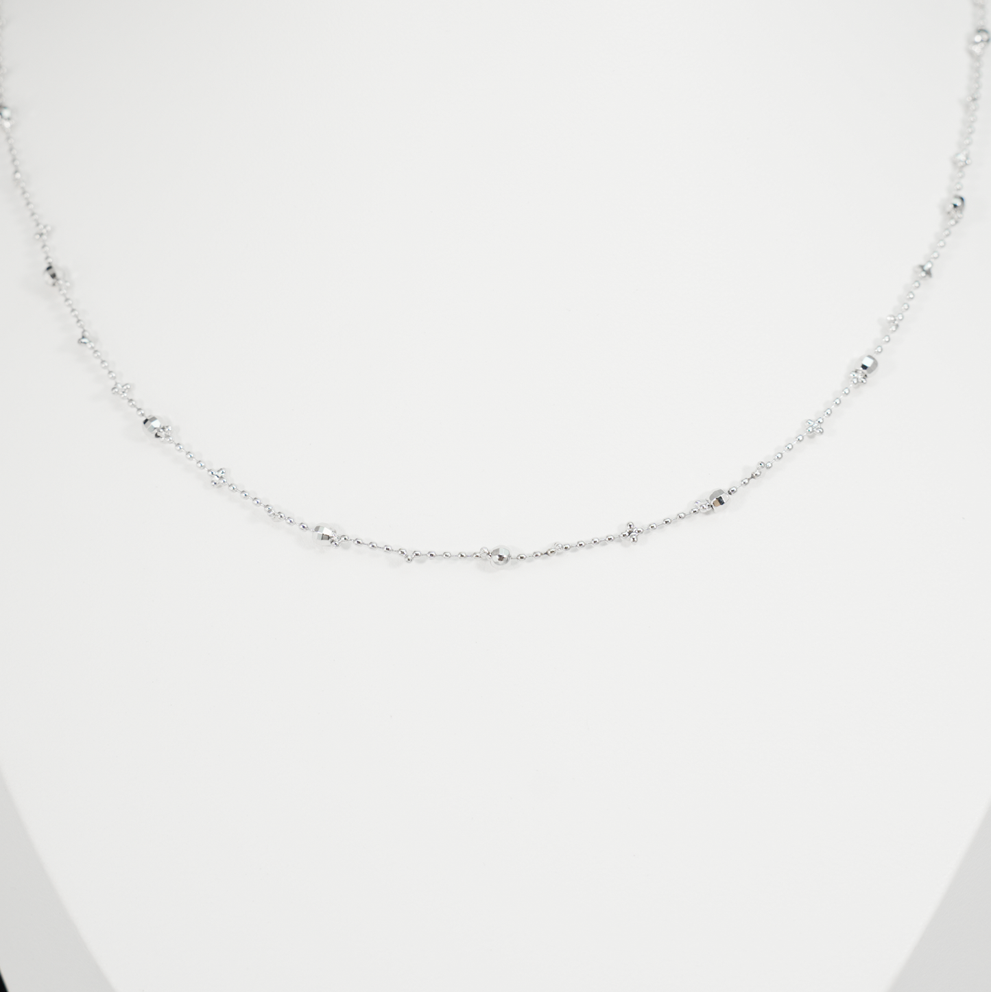 Minimalist Beaded Chain Necklace | Dainty Everyday Layering Jewelry | Sparkle Ball Choker