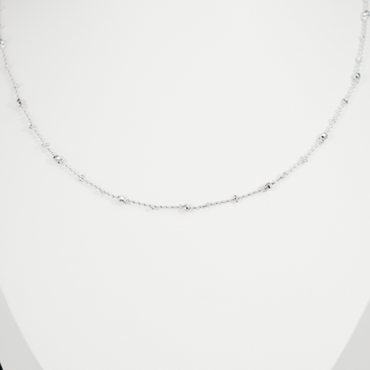 Minimalist Beaded Chain Necklace | Dainty Everyday Layering Jewelry | Sparkle Ball Choker