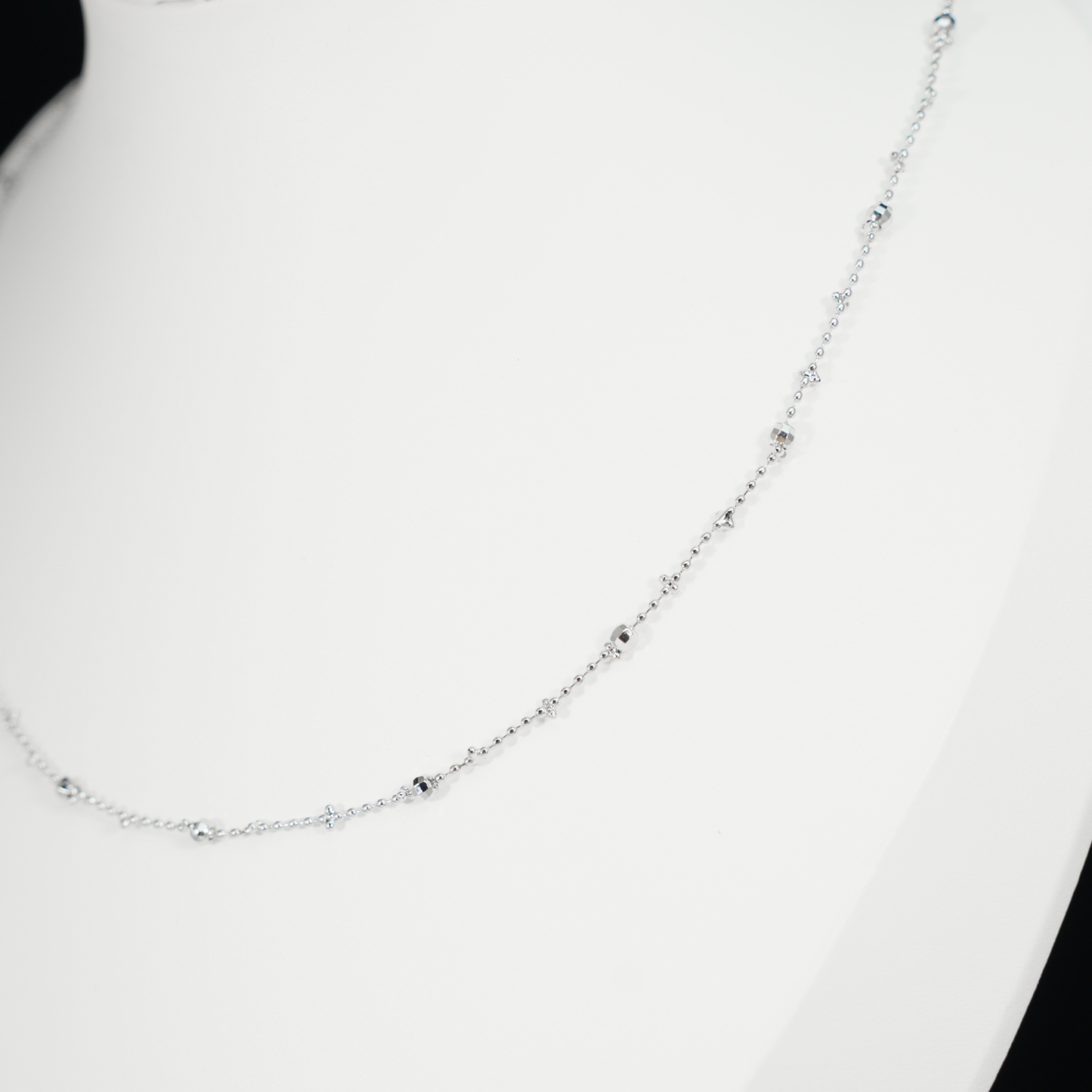 Minimalist Beaded Chain Necklace | Dainty Everyday Layering Jewelry | Sparkle Ball Choker
