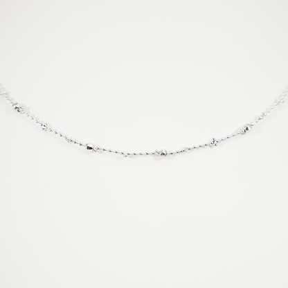 Minimalist Beaded Chain Necklace | Dainty Everyday Layering Jewelry | Sparkle Ball Choker