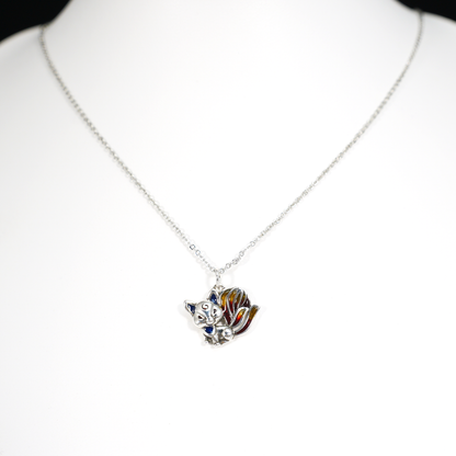 Mystical Fox Necklace | Unique Multi-Tail Fox Pendant | Black Cord Necklace | Magical Gift for Her