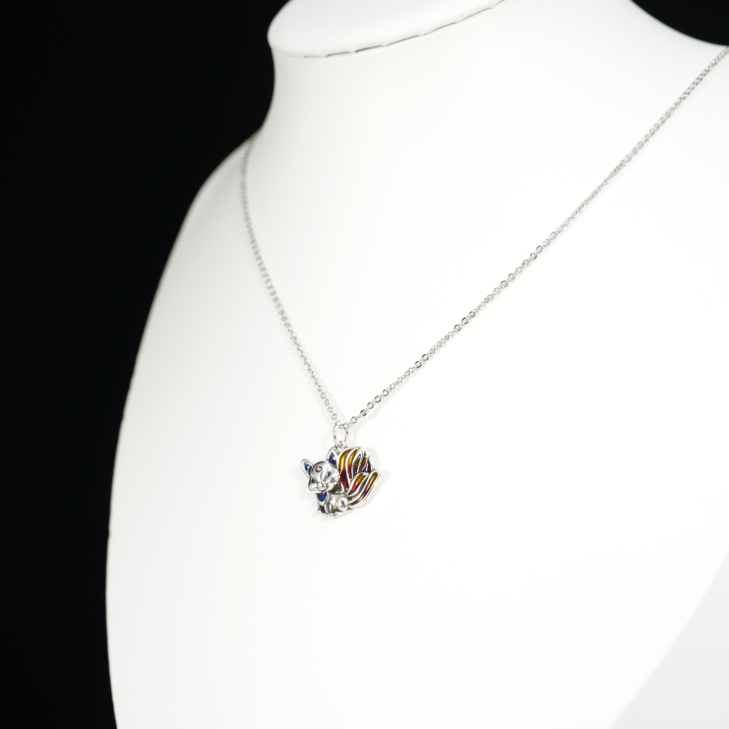 Mystical Fox Necklace | Unique Multi-Tail Fox Pendant | Black Cord Necklace | Magical Gift for Her