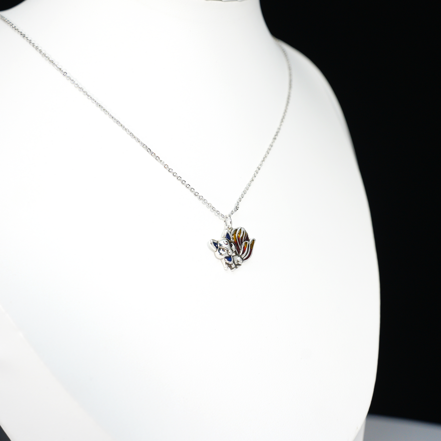 Mystical Fox Necklace | Unique Multi-Tail Fox Pendant | Black Cord Necklace | Magical Gift for Her