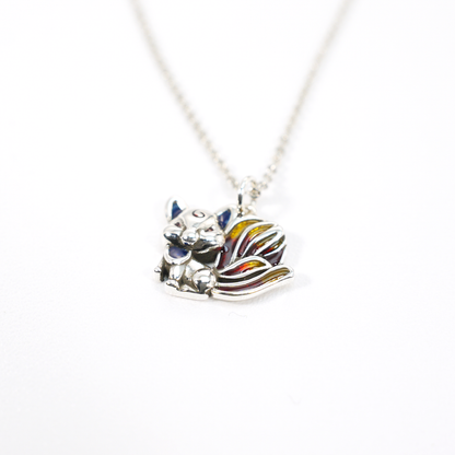Mystical Fox Necklace | Unique Multi-Tail Fox Pendant | Black Cord Necklace | Magical Gift for Her