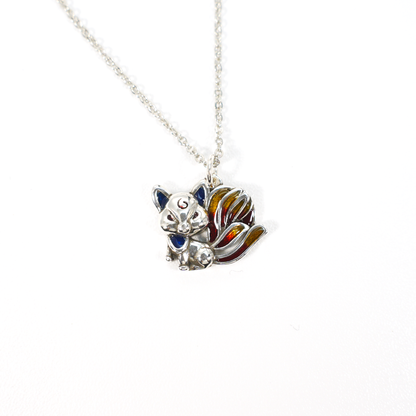 Mystical Fox Necklace | Unique Multi-Tail Fox Pendant | Black Cord Necklace | Magical Gift for Her