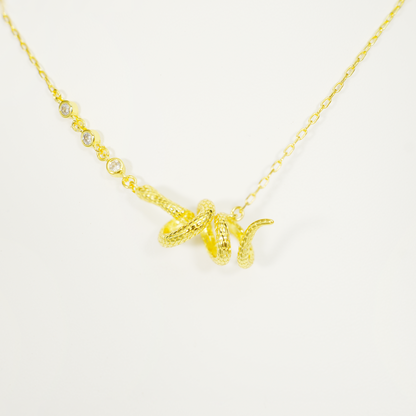 Gold Snake Pendant Necklace | Mystical Serpent Design | Amulet Jewelry