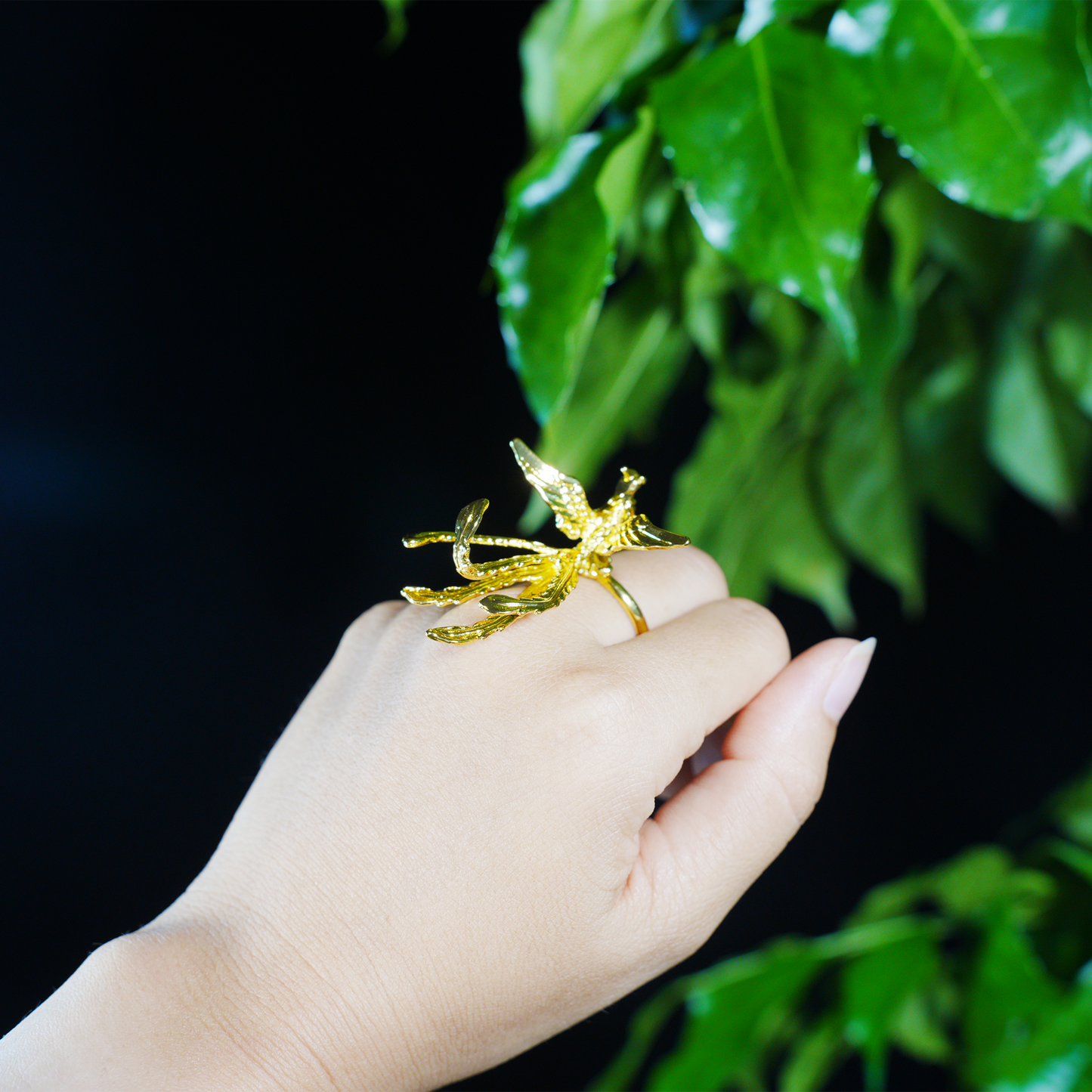 Mythical Phoenix Ring, Gold Bird Statement Jewelry, Artistic Handmade Ring, Fantasy Ring for Women, Spirit Rebirth Symbol