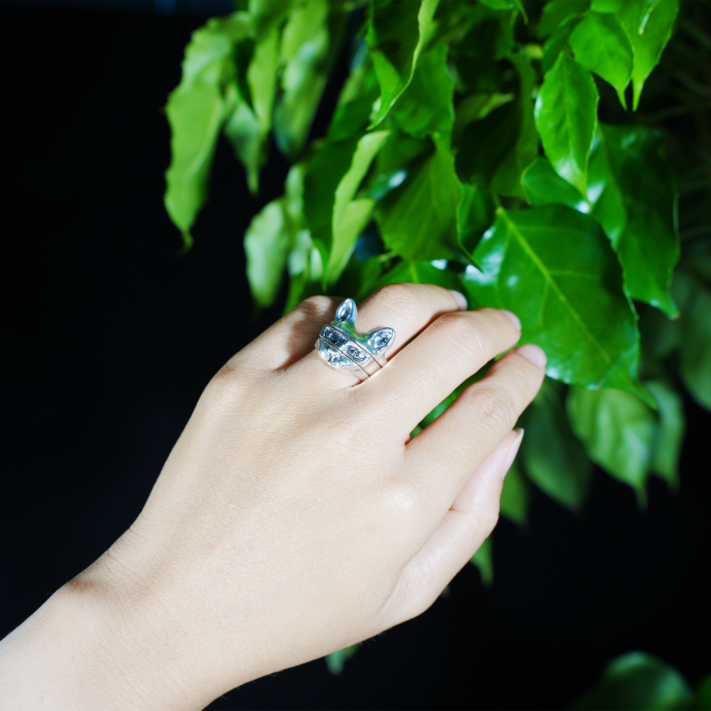 Cat Ring Set, 3 Stackable Cat Face Rings, Totem Animal Jewelry, Bold Gothic Style for Daily Wear & Statement Looks