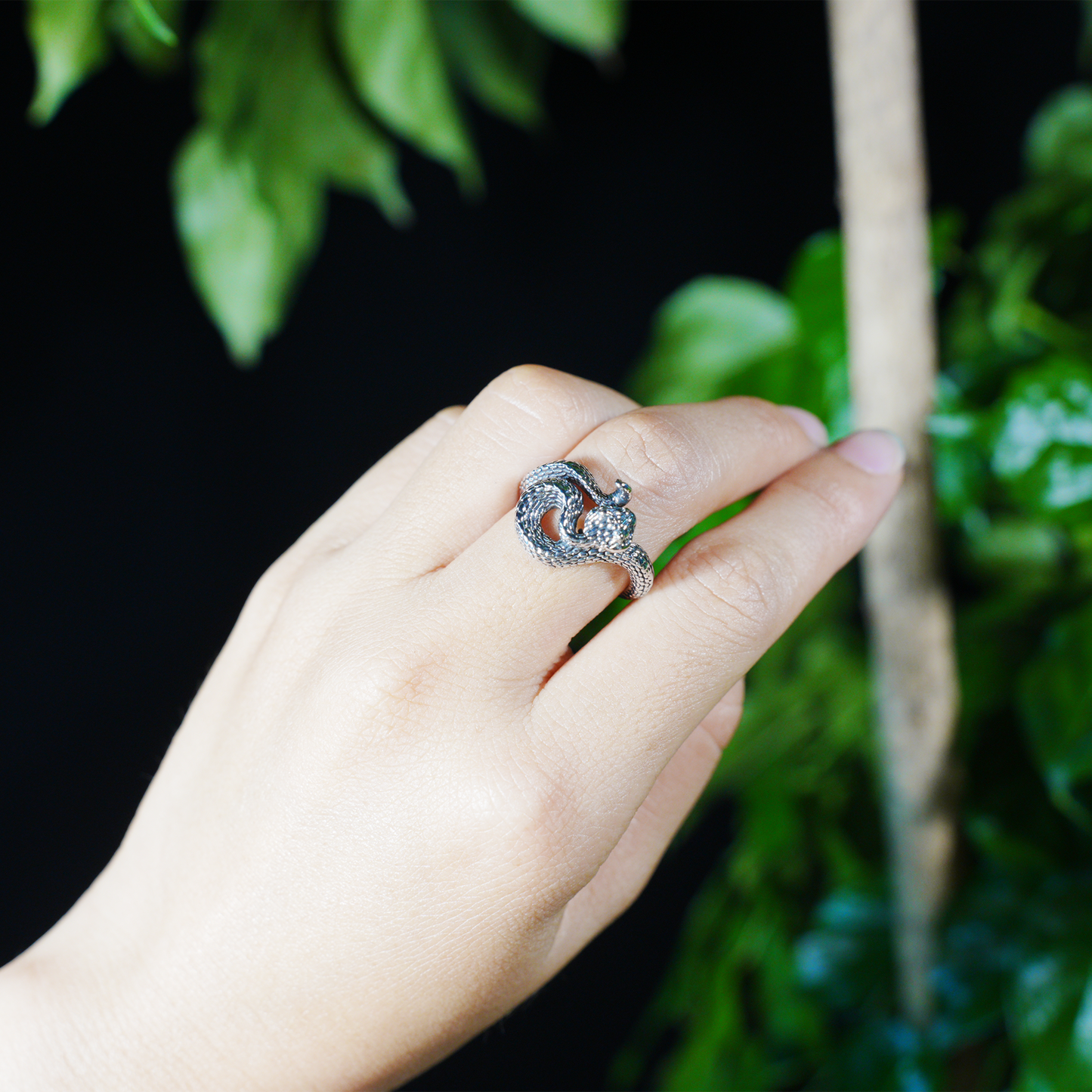Snake Ring Gothic Serpent Jewelry | Protective Amulet Rebirth Symbol Ring | Unisex Snake Wrap Ring for Her or Him