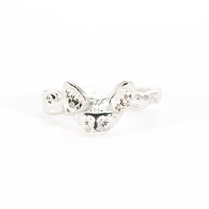 Süßer Katzenkopf Ring, Geschnitzter Tier Totem Schmuck, Emotionales Begleiter Geschenk, Unisex Handgefertigter Tier Ring