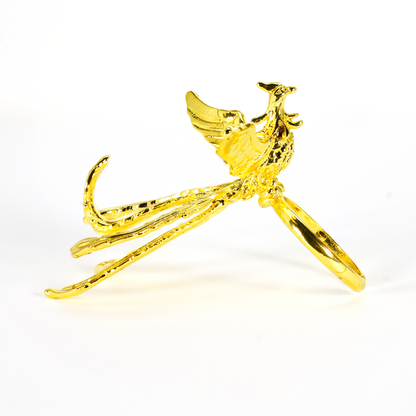 Mythical Phoenix Ring, Gold Bird Statement Jewelry, Artistic Handmade Ring, Fantasy Ring for Women, Spirit Rebirth Symbol
