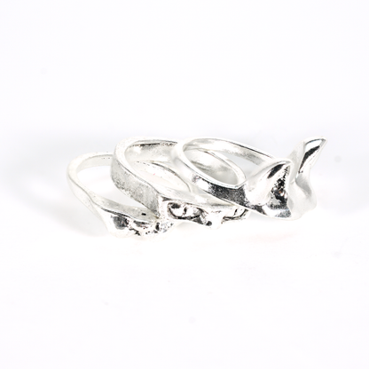 Cat Ring Set, 3 Stackable Cat Face Rings, Totem Animal Jewelry, Bold Gothic Style for Daily Wear & Statement Looks